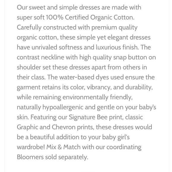 3 Piece 100% Organic Cotton Dress Set - Picture 3 of 4